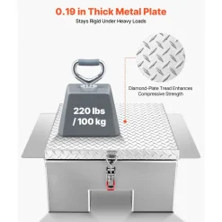 VEVOR Truck Bed Tool Box, Heavy Duty Aluminum Tool Box with Diamond Plate, Storage Toolbox Chest Organizer Supports up to 220 lbs, Ideal for Pickup, Truck Bed, RV, Trailer, 30.3 x 24 x 12.2 in, Silver