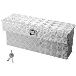 VEVOR Truck Bed Tool Box, Heavy Duty Aluminum Tool Box with Tread Patterns, Storage Toolbox Chest Organizer with Lock and Key, Ideal for Pickup, Truck Bed, RV, Trailer, 34 x 12 x 15.4 in, Silver