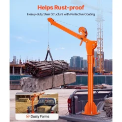 VEVOR Truck Crane, 1100 lbs Manual Pickup Truck Crane with Hand Winch, 360° Rotating Telescopic Boom, Premium Galvanized Steel, Foldable Pickup Bed Jib for Machine Lumber Attic Heavy Load Lifting