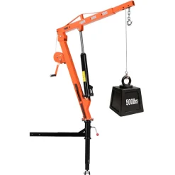 VEVOR Truck Crane, 500 lbs Pickup Hitch Crane Trailer Hitch Mounted with Manual Winch & Hydraulic Jack, 360° Rotating Telescopic Boom, Foldable Truck Bed Jib Hoist for Machine Lumber Equipment Lifting