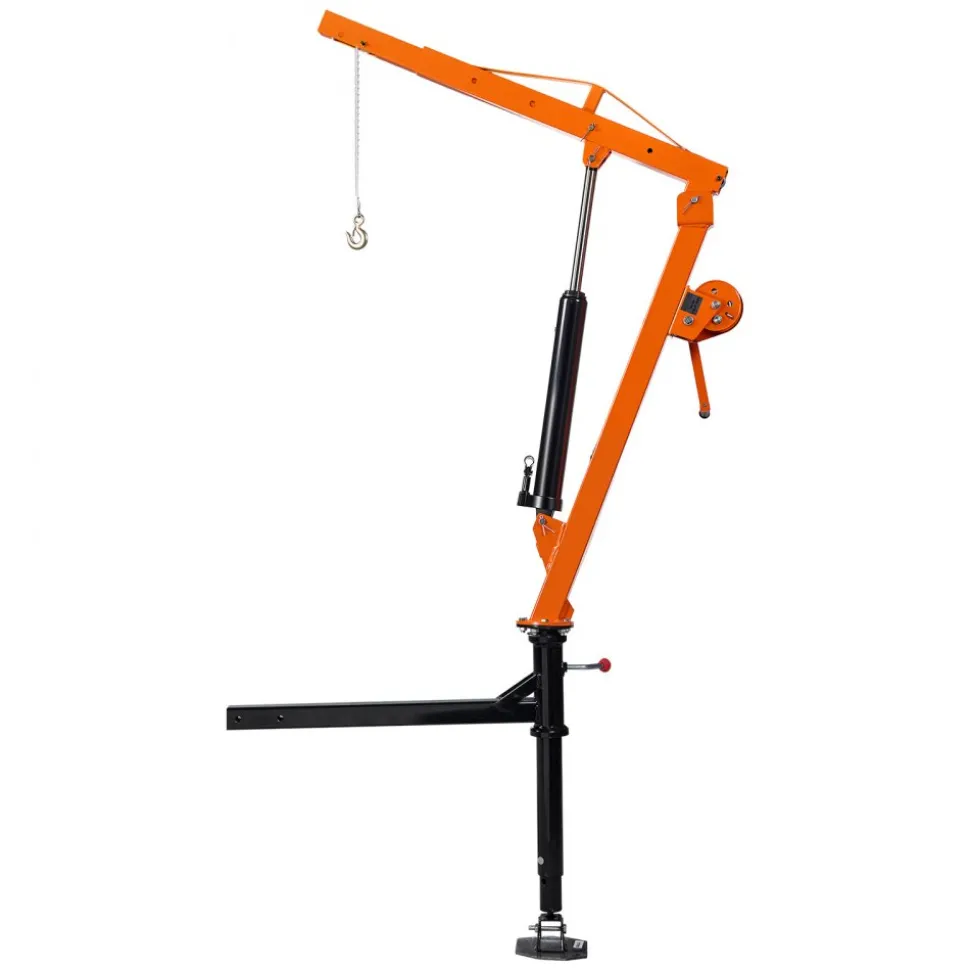 VEVOR Truck Crane, 500 lbs Pickup Hitch Crane Trailer Hitch Mounted with Manual Winch & Hydraulic Jack, 360° Rotating Telescopic Boom, Foldable Truck Bed Jib Hoist for Machine Lumber Equipment Lifting
