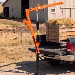 VEVOR Truck Crane, 500 lbs Pickup Hitch Crane Trailer Hitch Mounted with Manual Winch & Hydraulic Jack, 360° Rotating Telescopic Boom, Foldable Truck Bed Jib Hoist for Machine Lumber Equipment Lifting