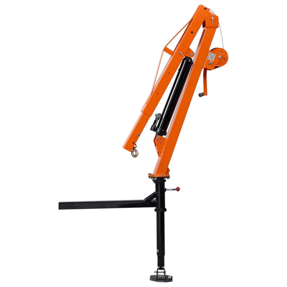 VEVOR Truck Crane, 500 lbs Pickup Hitch Crane Trailer Hitch Mounted with Manual Winch & Hydraulic Jack, 360° Rotating Telescopic Boom, Foldable Truck Bed Jib Hoist for Machine Lumber Equipment Lifting