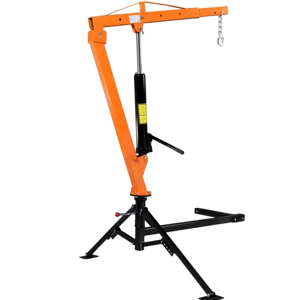 VEVOR Truck Crane, 1500 lbs Pickup Hitch Crane Trailer Hitch Mounted, Manual Hydraulic with 12T Hydraulic Jack, 360° Swivel Telescopic Boom, Foldable Truck Bed Jib for Machine Lumber Equipment Lifting