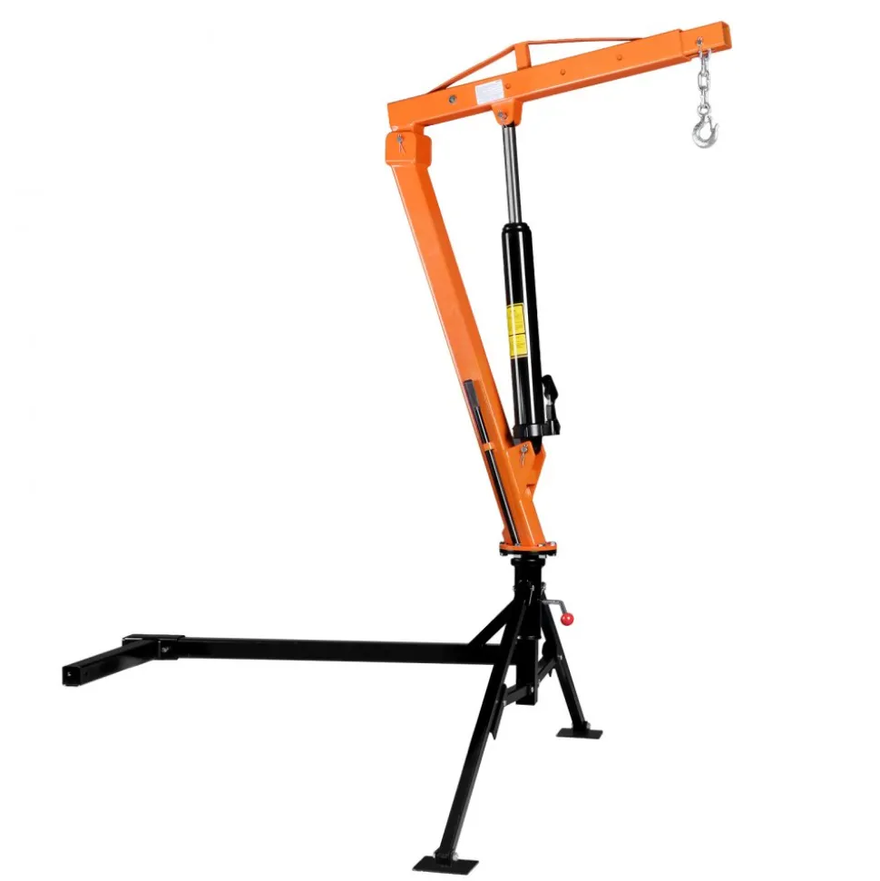VEVOR Truck Crane, 1500 lbs Pickup Hitch Crane Trailer Hitch Mounted, Manual Hydraulic with 12T Hydraulic Jack, 360° Swivel Telescopic Boom, Foldable Truck Bed Jib for Machine Lumber Equipment Lifting