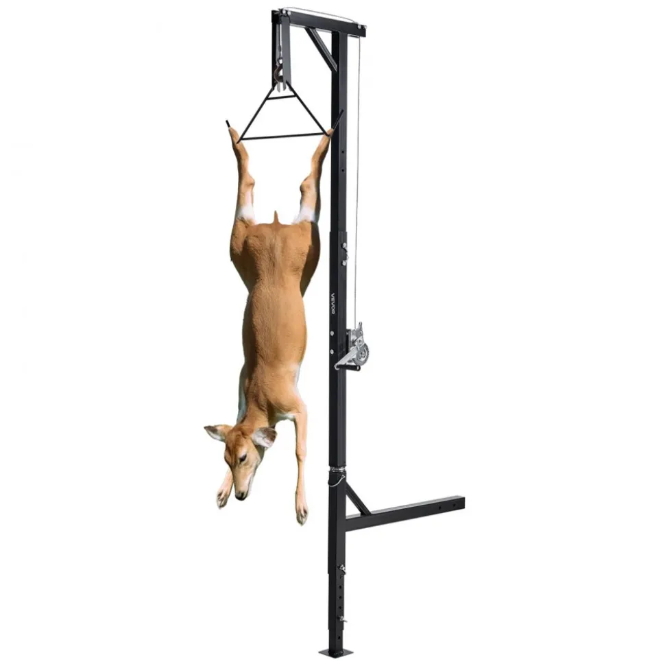 VEVOR Truck Hitch Game Hoist, 400 lbs Load Capacity, Hunting Deer Hoist with 2-inch Receiver, 360-Degree Swivel Shaft & Adjustable Height, Includes Gambrel Winch for Skinning & Cleaning Game