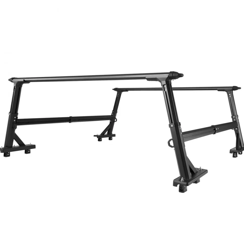 VEVOR Truck Ladder Rack, 21-31.5 in Height, Adjustable Non-Drilling Aluminum Cargo Rack with Sidebar, 800 lbs Static Capacity, Ideal for Canoes, Surfboards, Ladders, Lumber, Tents, and Large cargo