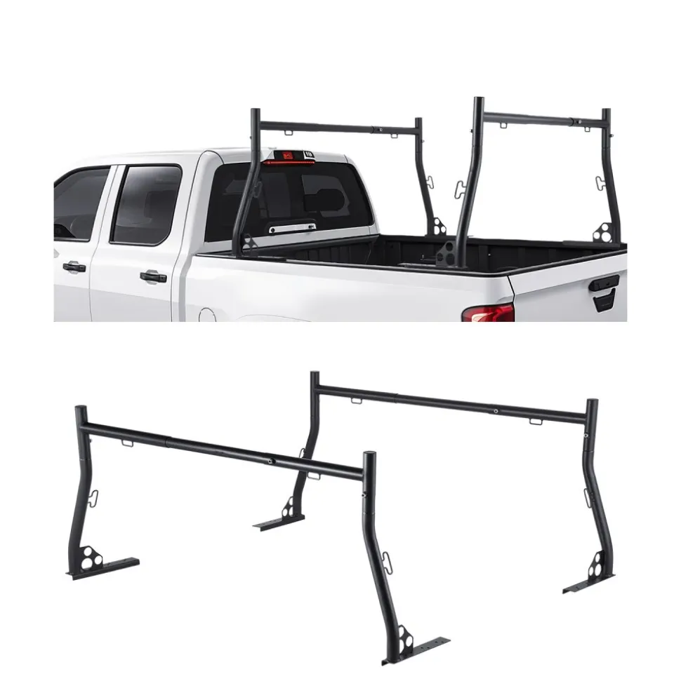 VEVOR Truck Ladder Rack, 49-73 in Width, Extendable Universal Cargo Rack, Heavy Duty Steel with 800 lbs Static Load Capacity, Ideal for Canoes, Surfboards, Ladders, Lumber, Tents, and Large Cargo