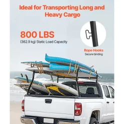 VEVOR Truck Ladder Rack, 49-73 in Width, Extendable Universal Cargo Rack, Heavy Duty Steel with 800 lbs Static Load Capacity, Ideal for Canoes, Surfboards, Ladders, Lumber, Tents, and Large Cargo