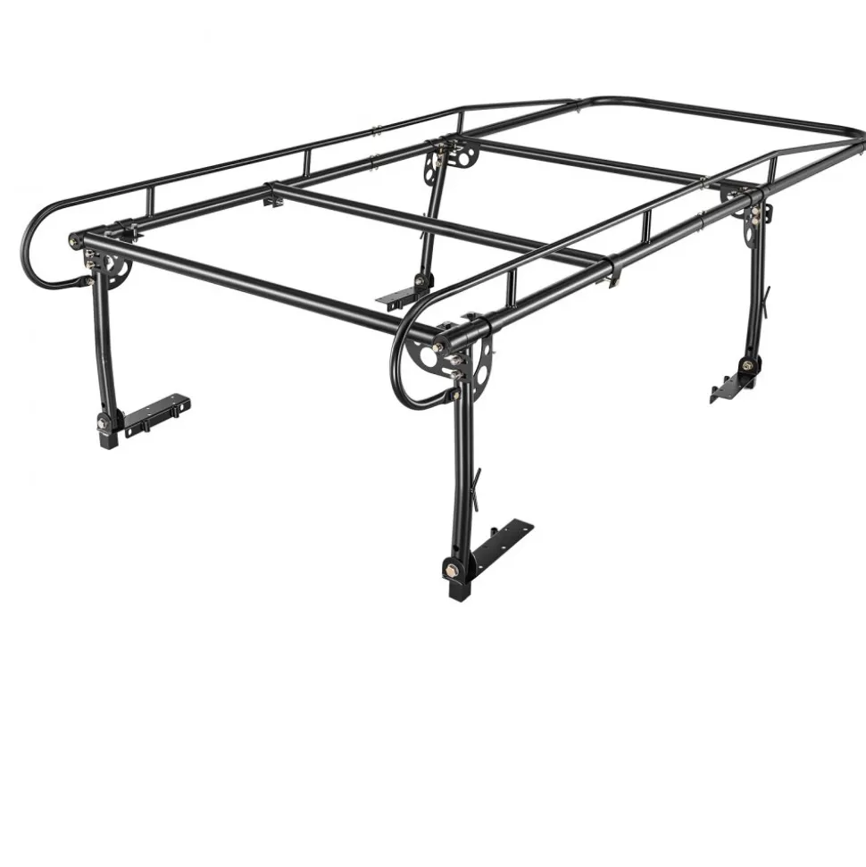 VEVOR Truck Ladder Rack 800LBS Capacity Universal Over-Cab Trucks Bed Rack, 43.3"-63" Width Adjustable for Kayak Surfboard Lumber, Non-Drilling/Drilling Installation, Fits Short-Bed & Long-Bed Trucks