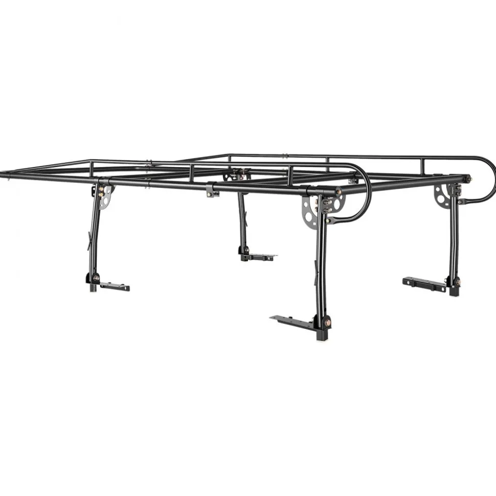 VEVOR Truck Ladder Rack 800LBS Capacity Universal Over-Cab Trucks Bed Rack, 43.3"-63" Width Adjustable for Kayak Surfboard Lumber, Non-Drilling/Drilling Installation, Fits Short-Bed & Long-Bed Trucks