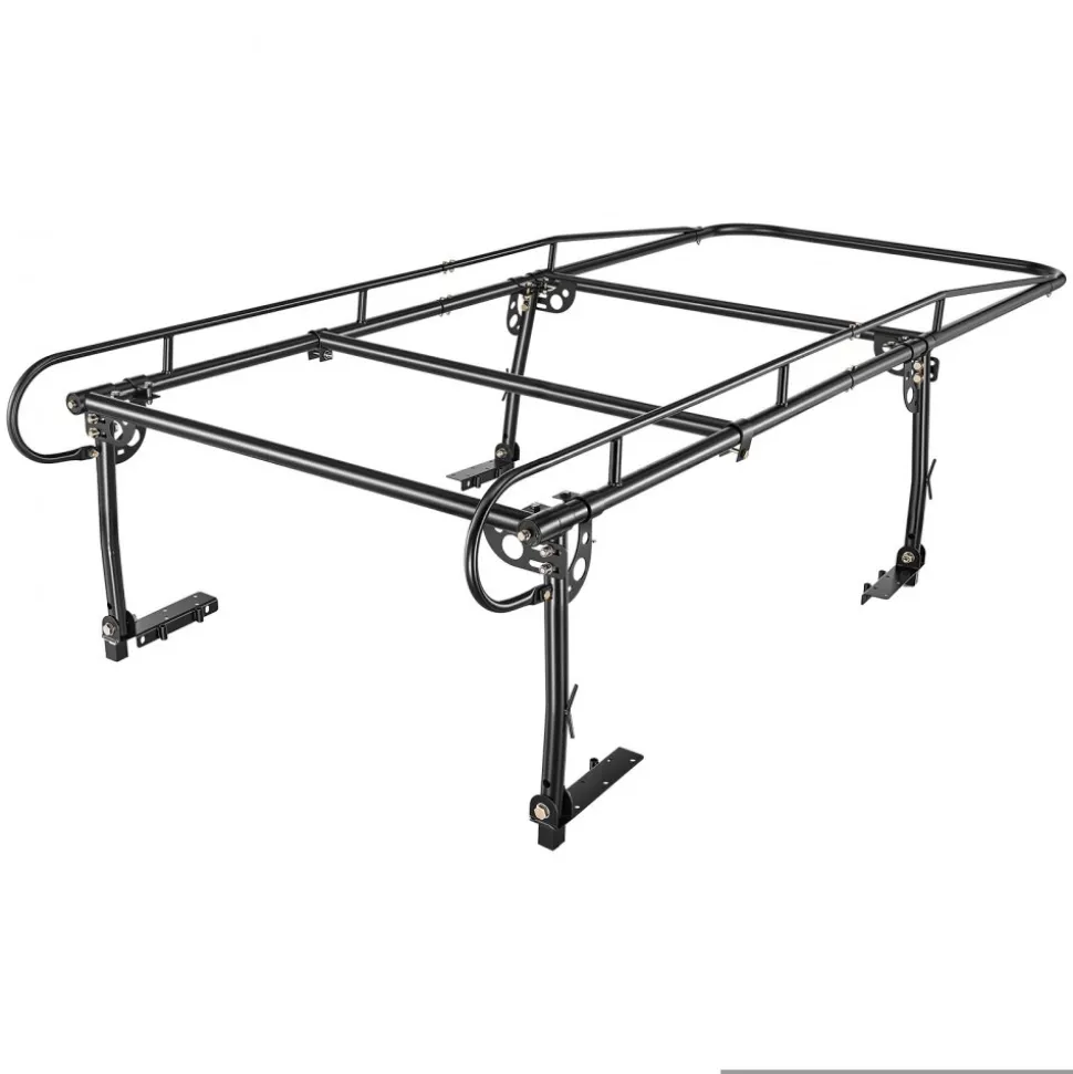 VEVOR Truck Ladder Rack 800LBS Capacity Universal Over-Cab Trucks Bed Rack, 43.3"-63" Width Adjustable for Kayak Surfboard Lumber, Non-Drilling/Drilling Installation, Fits Short-Bed & Long-Bed Trucks
