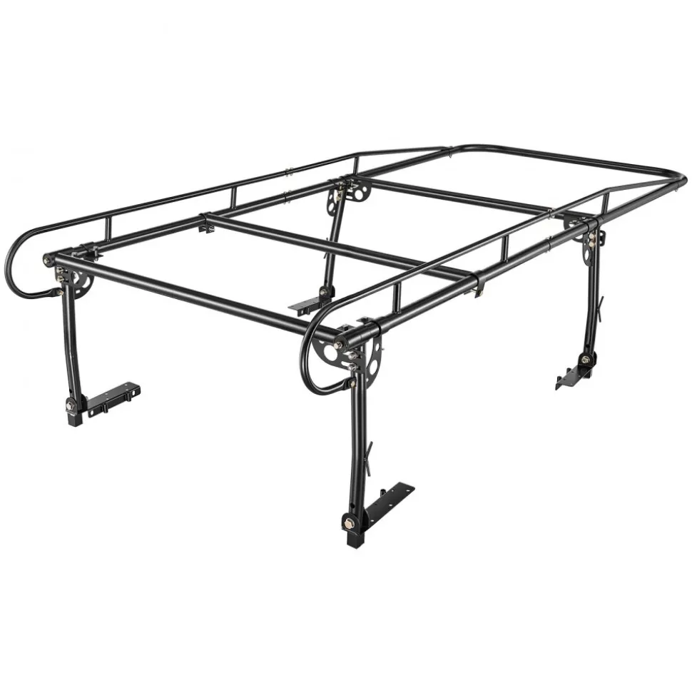 VEVOR Truck Ladder Rack 800LBS Capacity Universal Over-Cab Trucks Bed Rack, 43.3"-63" Width Adjustable for Kayak Surfboard Lumber, Non-Drilling/Drilling Installation, Fits Short-Bed & Long-Bed Trucks