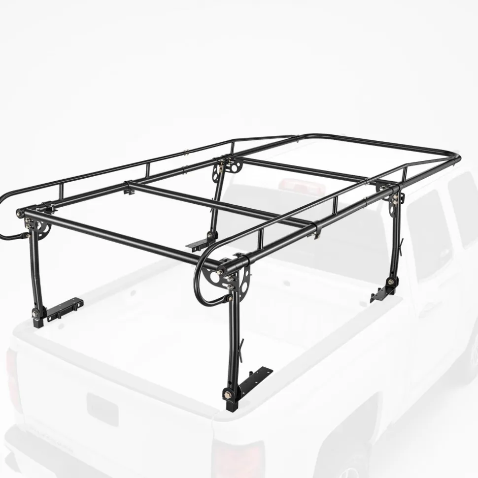 VEVOR Truck Ladder Rack 800LBS Capacity Universal Over-Cab Trucks Bed Rack, 43.3"-63" Width Adjustable for Kayak Surfboard Lumber, Non-Drilling/Drilling Installation, Fits Short-Bed & Long-Bed Trucks
