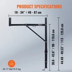 VEVOR Truck Rack, 19-34inch Extendable Truck Ladder Rack, 38.6