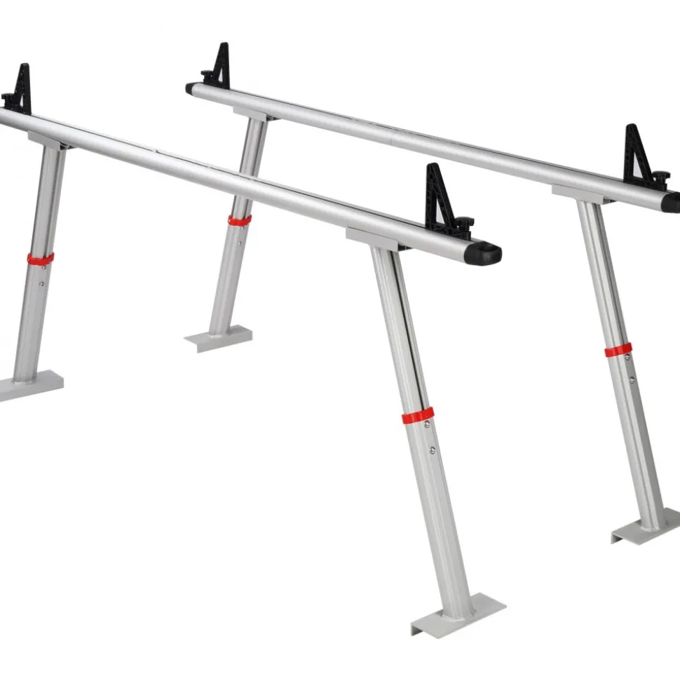 VEVOR Truck Rack, 800 lbs Capacity, 19-34in Adjustable Height, Aluminum Ladder Rack for Truck with 8 Non-Drilling C-clamps, Heavy Duty Truck Bed Rack Two-Bar Set for Kayak, Surfboard, Lumber, Ladder