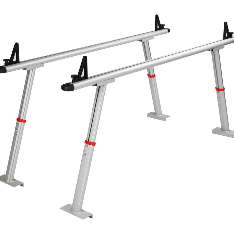 VEVOR Truck Rack, 800 lbs Capacity, 19-34in Adjustable Height, Aluminum Ladder Rack for Truck with 8 Non-Drilling C-clamps, Heavy Duty Truck Bed Rack Two-Bar Set for Kayak, Surfboard, Lumber, Ladder