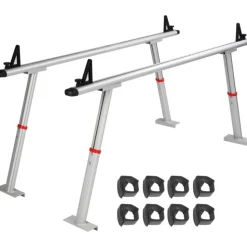 VEVOR Truck Rack, 800 lbs Capacity, 19-34in Adjustable Height, Aluminum Ladder Rack for Truck with 8 Non-Drilling C-clamps, Heavy Duty Truck Bed Rack Two-Bar Set for Kayak, Surfboard, Lumber, Ladder