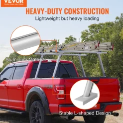 VEVOR Truck Rack, 800 lbs Capacity, 71"x32" Aluminum Ladder Rack for Truck with 8 Non-Drilling C-clamps, Heavy Duty Truck Bed Rack Two-Bar Set for Kayak, Surfboard, Lumber, Ladder
