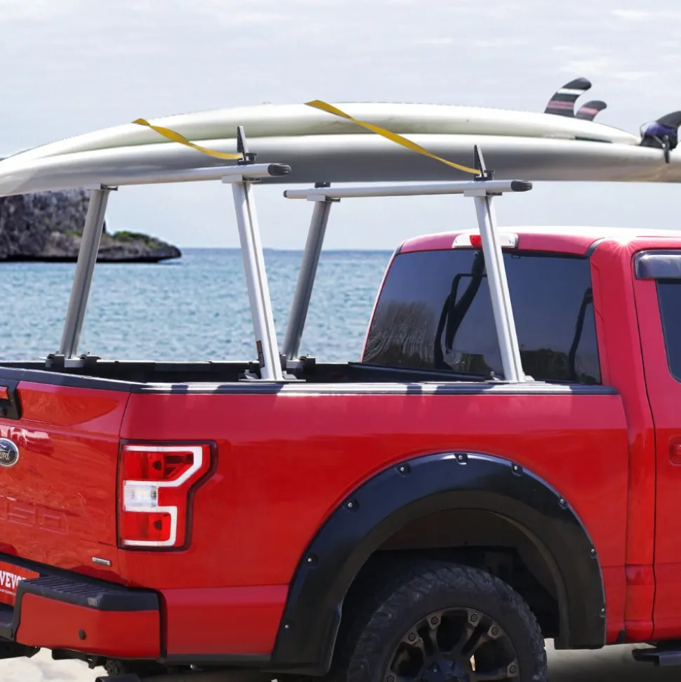 VEVOR Truck Rack, 800 lbs Capacity, 71"x32" Aluminum Ladder Rack for Truck with 8 Non-Drilling C-clamps, Heavy Duty Truck Bed Rack Two-Bar Set for Kayak, Surfboard, Lumber, Ladder