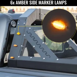 VEVOR Truck Roll Bar Chase Rack Adjustable with 6 Amber Auxiliary Side Marker Lamps, Universal Fit for Pickup Trucks