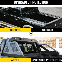 VEVOR Truck Roll Bar Chase Rack Adjustable with 6 Amber Auxiliary Side Marker Lamps, Universal Fit for Pickup Trucks
