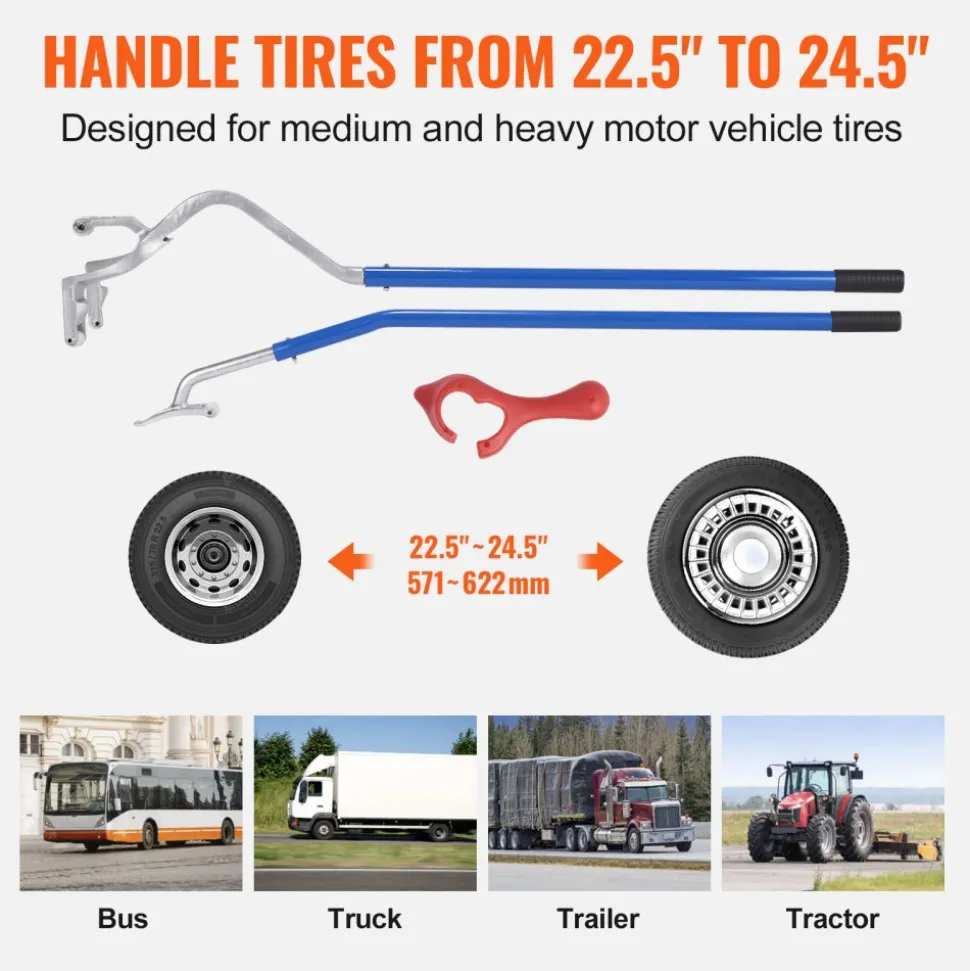 VEVOR Truck Tire Changer Mount Demount 22.5-24.5 in Radial Bias Ply/Tubeless Tire