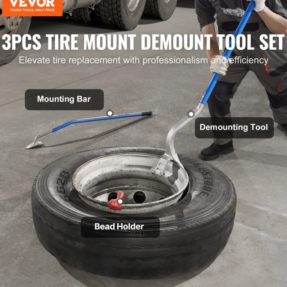VEVOR Truck Tire Changer Mount Demount 22.5-24.5 in Radial Bias Ply/Tubeless Tire