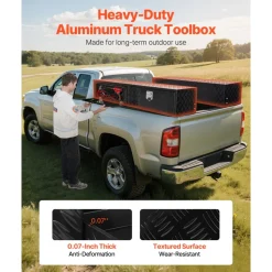 VEVOR Truck Tool Box, 72 x 13 x 16 Inch, Black Aluminum Tread Topsider Toolbox with Dual Drop Doors, Heavy Duty Lockable Storage and Organization Box with Latch, Corrosion-Resistant, for Truck Bed