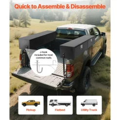 VEVOR Truck Tool Box, 72 x 13 x 16 Inch, Black Carbon Steel Topsider Toolbox with Dual Drop Doors, Heavy Duty Lockable Storage & Organization Box with Latch, Corrosion-Resistant, for Truck Bed Pickup