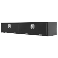 VEVOR Truck Tool Box, 72 x 13 x 16 Inch, Black Carbon Steel Topsider Toolbox with Dual Drop Doors, Heavy Duty Lockable Storage & Organization Box with Latch, Corrosion-Resistant, for Truck Bed Pickup