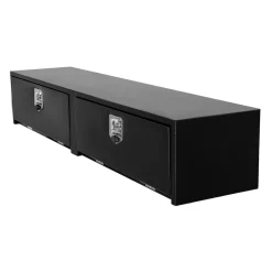VEVOR Truck Tool Box, 72 x 13 x 16 Inch, Black Carbon Steel Topsider Toolbox with Dual Drop Doors, Heavy Duty Lockable Storage & Organization Box with Latch, Corrosion-Resistant, for Truck Bed Pickup