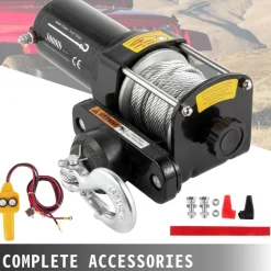 VEVOR Truck Winch 3,000LBS Electric Winch 10m Steel Cable 12V Power Winch Jeep Winch with Wireless Remote Control and Powerful Motor for UTV ATV & Jeep Truck and Wrangler Accessories in Car Lift