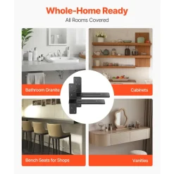 VEVOR T Shelf Brackets 2 Pcs, 200 lbs/90 kg Weight Capacity, 12x2.89x12 in / 304.8x73.5x304.8 mm, Solid Steel Heavy Duty Brackets for Shelves, Countertop Support Floating Bracket Hardware with Screws