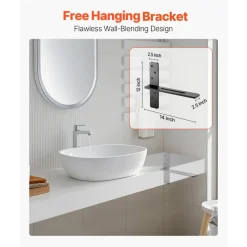 VEVOR T Shelf Brackets 2 Pcs, 200 lbs/90 kg Weight Capacity, 14x2.89x12 in / 355.6x73.5x304.8 mm, Solid Steel Heavy Duty Brackets for Shelves, Countertop Support Floating Bracket Hardware with Screws
