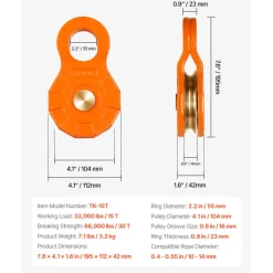 VEVOR 30 T Snatch Block for Winch Recovery, 66,000 lbs Break Strength Pulley System with 0.4