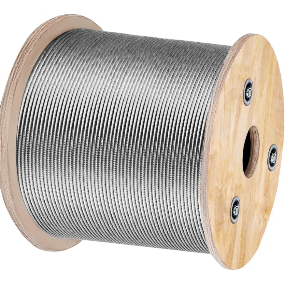 VEVOR T316 Stainless Steel Cable 1/8" 7x7 Steel Wire Rope Cable 500FT Cable Railing Transport Wire Rope Cable for Railing Decking DIY Balustrade
