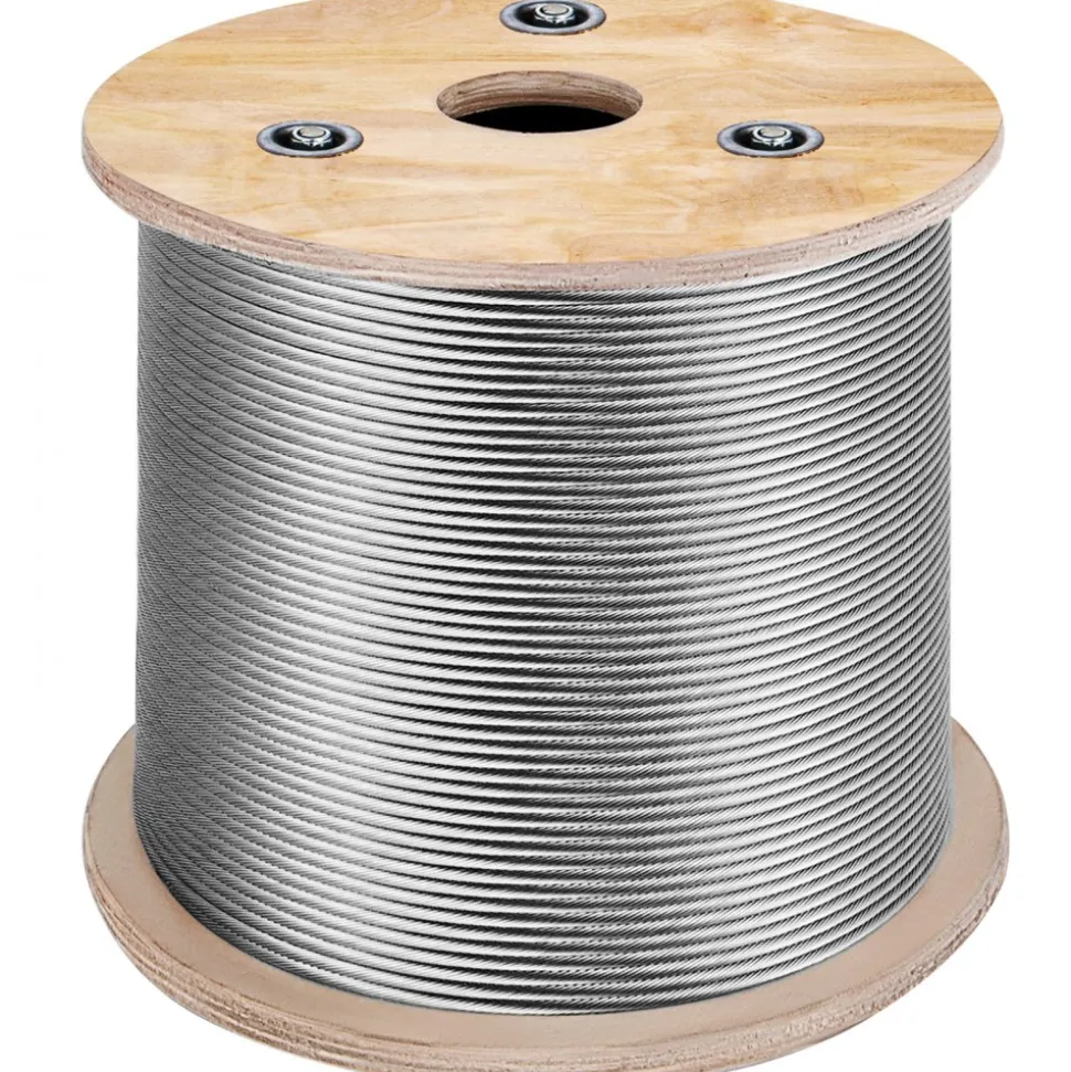 VEVOR T316 Stainless Steel Cable 1/8" 7x7 Steel Wire Rope Cable 500FT Cable Railing Transport Wire Rope Cable for Railing Decking DIY Balustrade