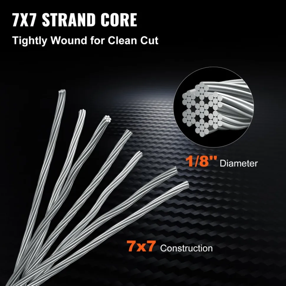 VEVOR T316 Stainless Steel Cable 1/8" 7x7 Steel Wire Rope Cable 500FT Cable Railing Transport Wire Rope Cable for Railing Decking DIY Balustrade