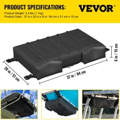 VEVOR T-Top Storage Bag, for 6 Type II Life Jackets, with a Boat Trash Bag, 600D Oxford Fabric Life Vests Storage Bag for Most T-Top Boats, Bimini Tops and Pontoon Tops (Life Jackets not Included)