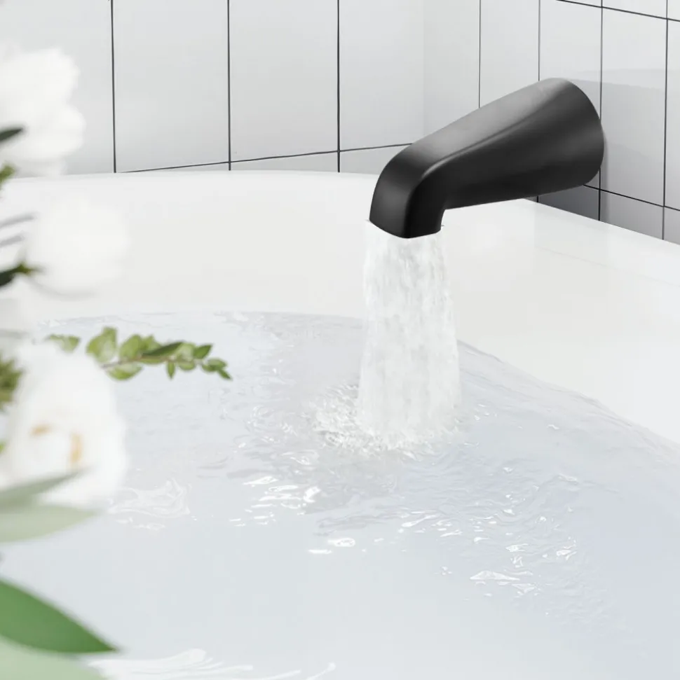 VEVOR Tub and Shower Faucet Set, Complete with 6-Inch Rainfall Shower Head and Bathtub Spout, Single-Spray Single-Handle Tub Trim Kit with 304 Stainless Steel Valve Trim for Bathrooms, Matte Black