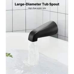 VEVOR Tub and Shower Faucet Set, Complete with 6-Inch Rainfall Shower Head and Bathtub Spout, Single-Spray Single-Handle Tub Trim Kit with 304 Stainless Steel Valve Trim for Bathrooms, Matte Black