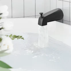 VEVOR Tub and Shower Faucet Set, Complete with 5-Inch Rainfall Shower Head and Bathtub Spout, 8-Setting Adjustable Spray, Single-Handle Tub Trim Kit with Brass Pressure Balancing Valve, Matte Black