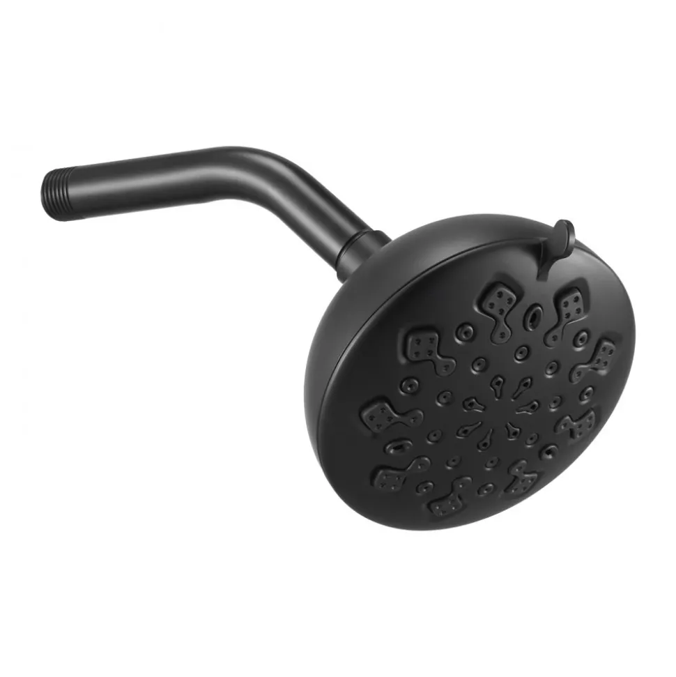 VEVOR Tub and Shower Faucet Set, Complete with 5.1-Inch Rainfall Shower Head and Bathtub Spout, 5-Setting Adjustable Spray, Single-Handle Tub Trim Kit with Brass Pressure Balancing Valve, Matte Black