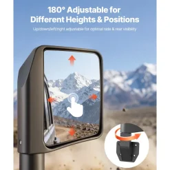 VEVOR Tube Door Side Mirrors, Compatible with Jeep Wrangler CJ7 YJ TJ JK JL/Gladiator JT/Cherokee XJ, DOT-Certified Side View Mirrors for Half Tubular Doors, Up/Down/Left/Right Adjustable, 1 Pair