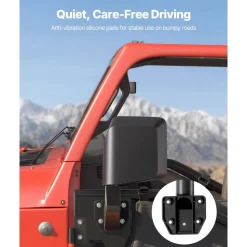 VEVOR Tube Door Side Mirrors, Compatible with Jeep Wrangler CJ7 YJ TJ JK JL/Gladiator JT/Cherokee XJ, DOT-Certified Side View Mirrors for Half Tubular Doors, Up/Down/Left/Right Adjustable, 1 Pair