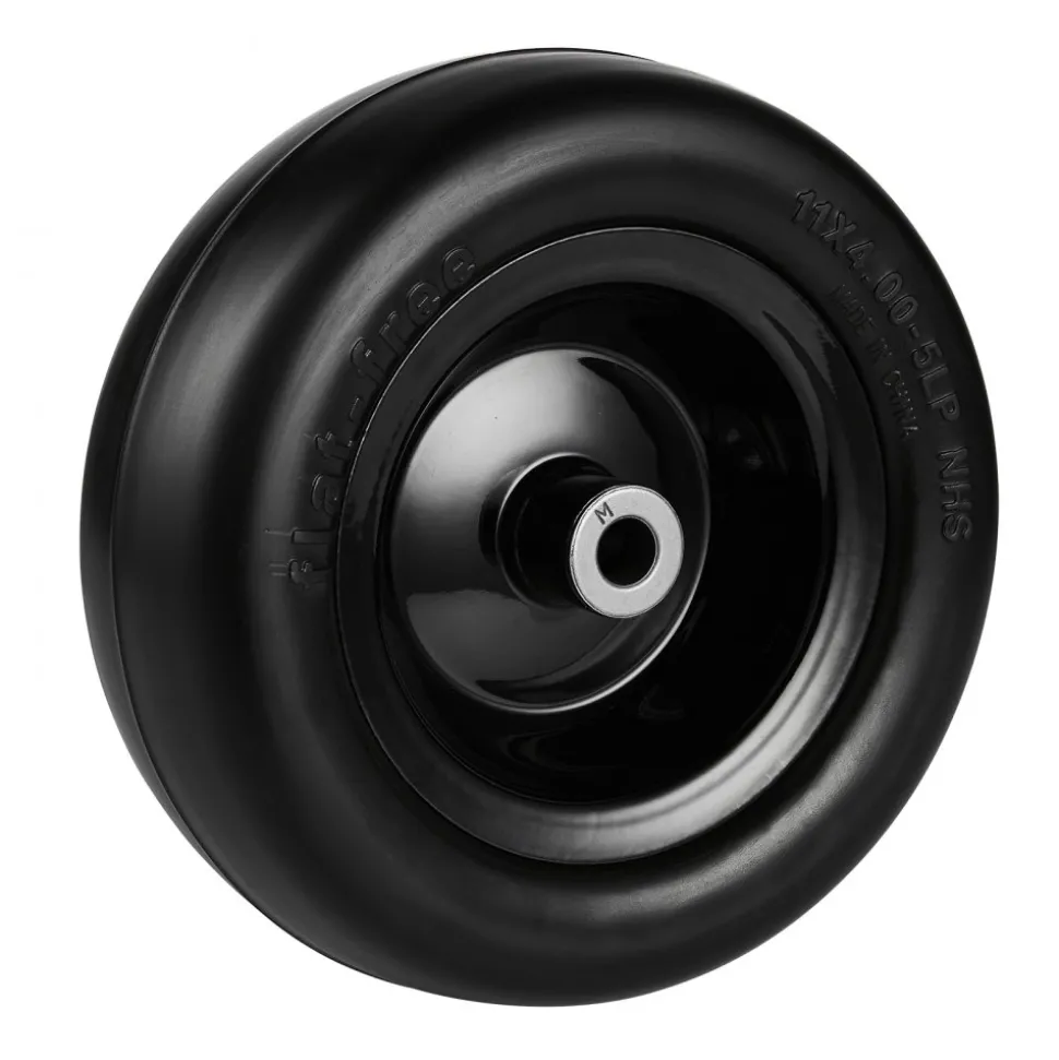 VEVOR Tubeless Mower Wheels, 11x4-5" Size, Pair of Flat-Free PU Tires on Rims, 3.4" Hub, 3/4" Bushing, Includes 20 Adapters, Suitable for Riding Mowers and Lawn Tractors