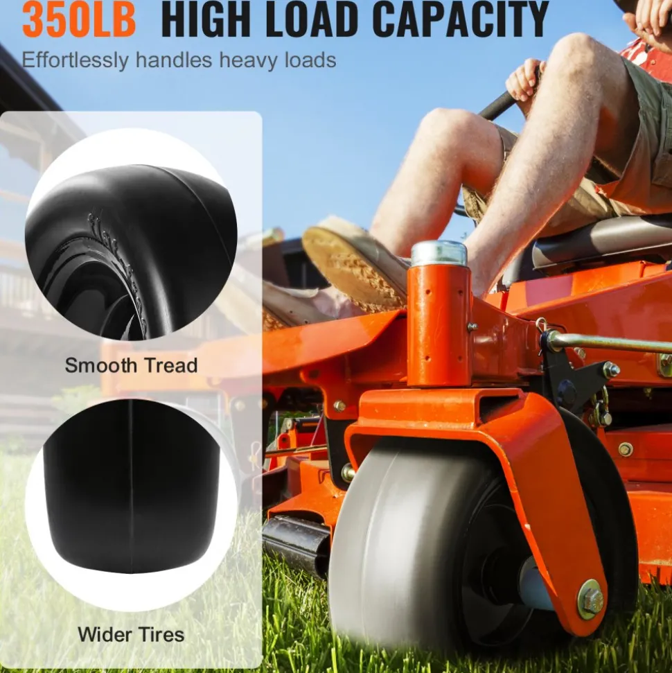 VEVOR Tubeless Mower Wheels, 11x4-5" Size, Pair of Flat-Free PU Tires on Rims, 3.4" Hub, 3/4" Bushing, Includes 20 Adapters, Suitable for Riding Mowers and Lawn Tractors