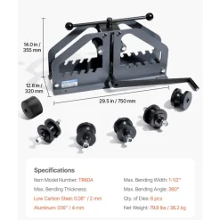 VEVOR Tube Roller Bender, Max 1-1/2
