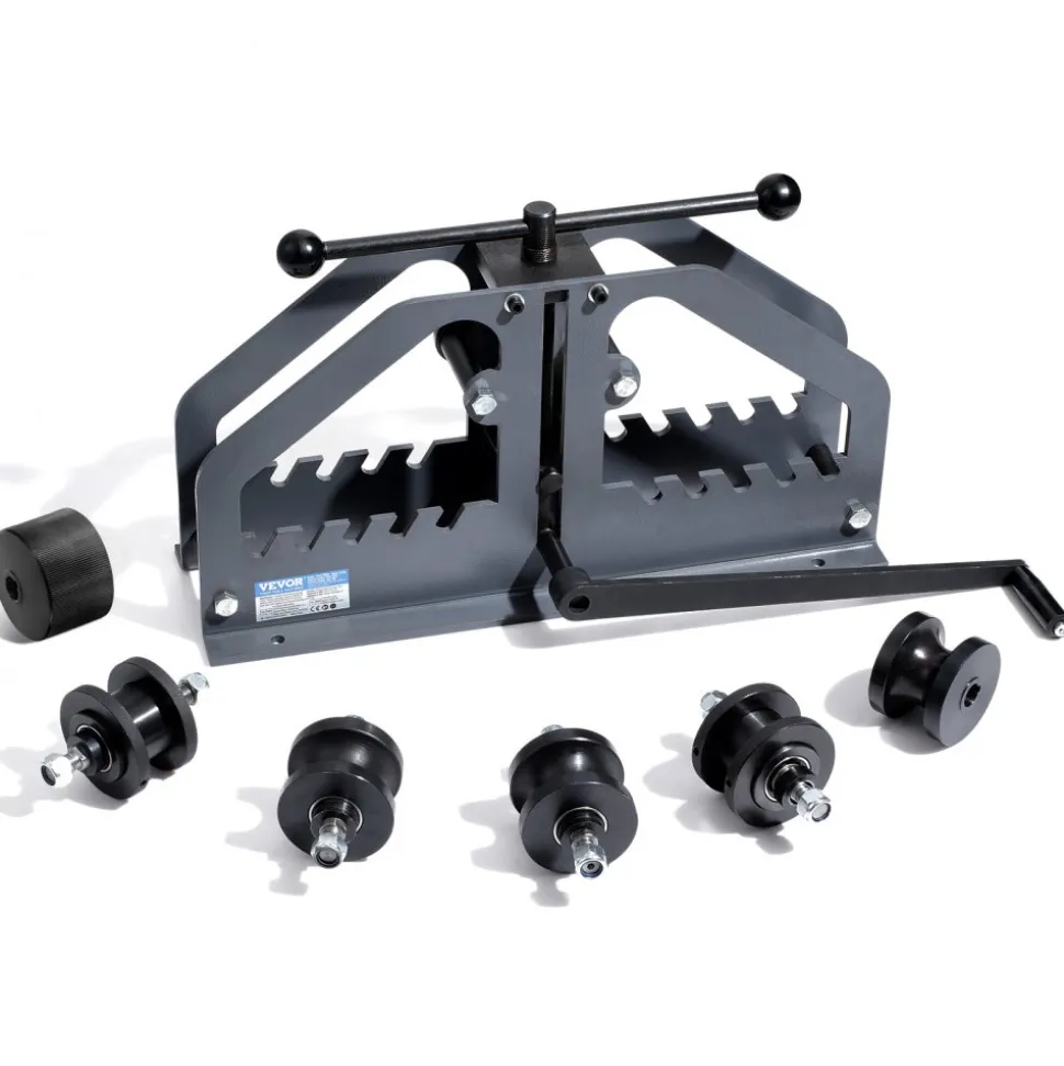 VEVOR Tube Roller Bender, Max 1-1/2" Manual Tube Pipe Roller Bender with 6 Dies, 360° Copper Aluminum Pipe Bending Tool for Square, Round Tube & Flat Bar, Ideal for HVAC Air Conditioning Auto Repair